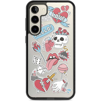 Autocollants Crâne et Fleurs