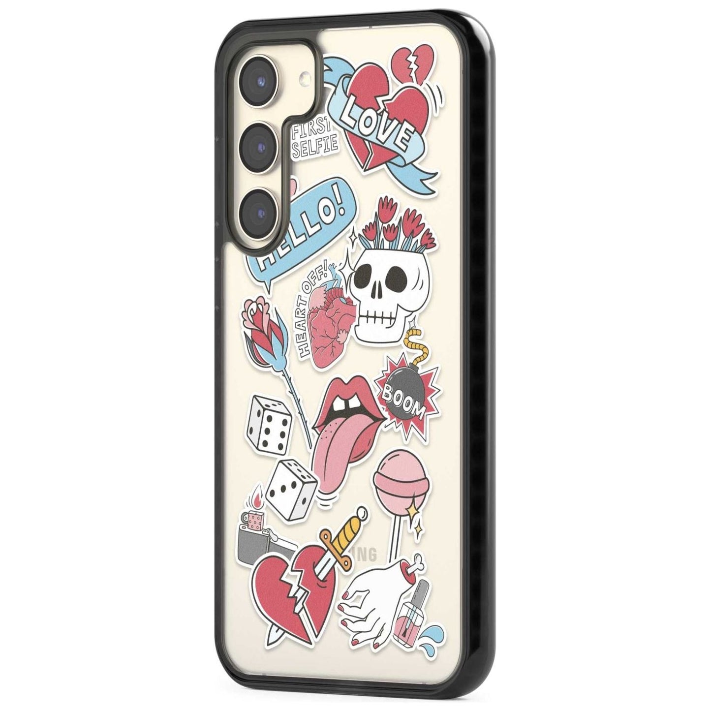 Autocollants Crâne et Fleurs