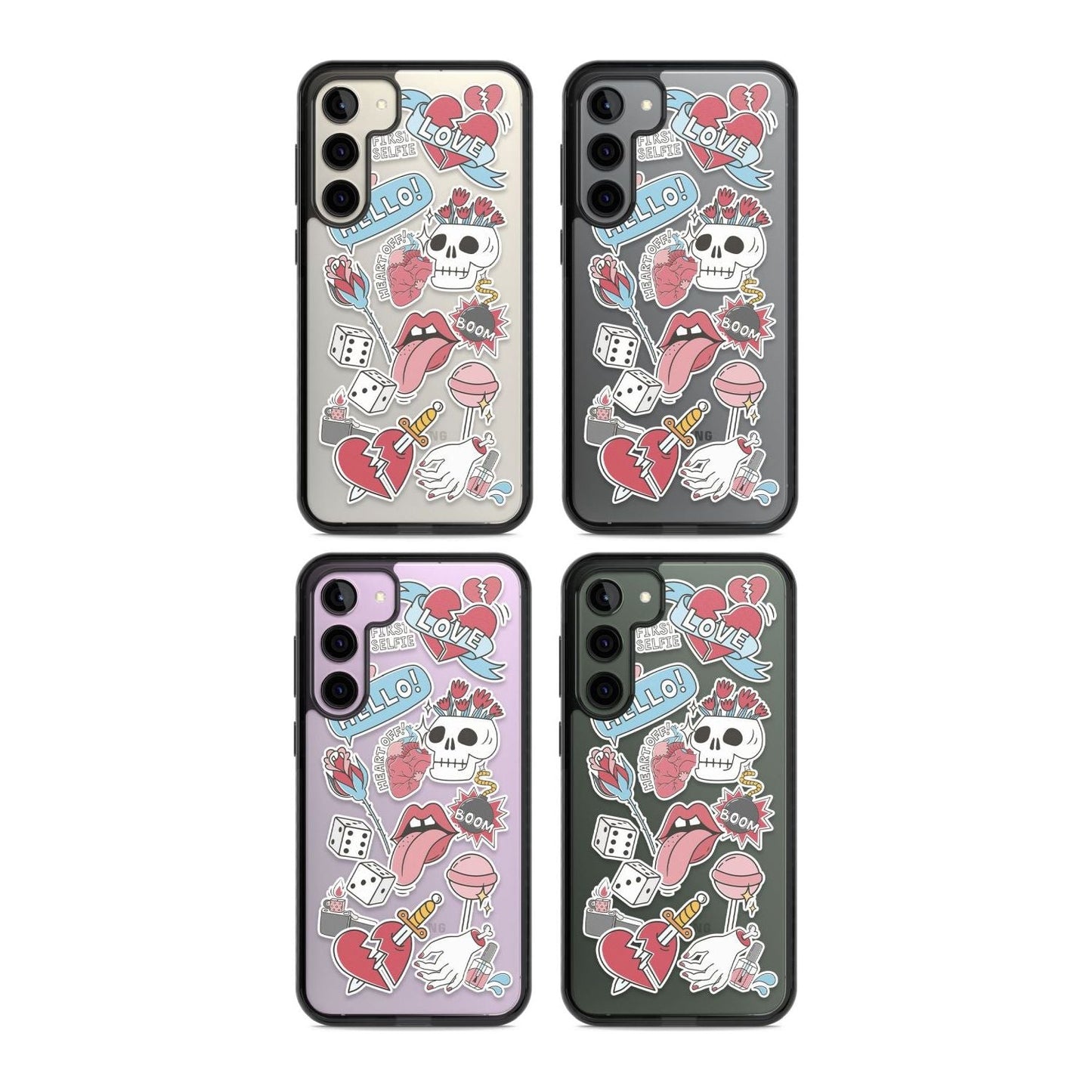 Autocollants Crâne et Fleurs