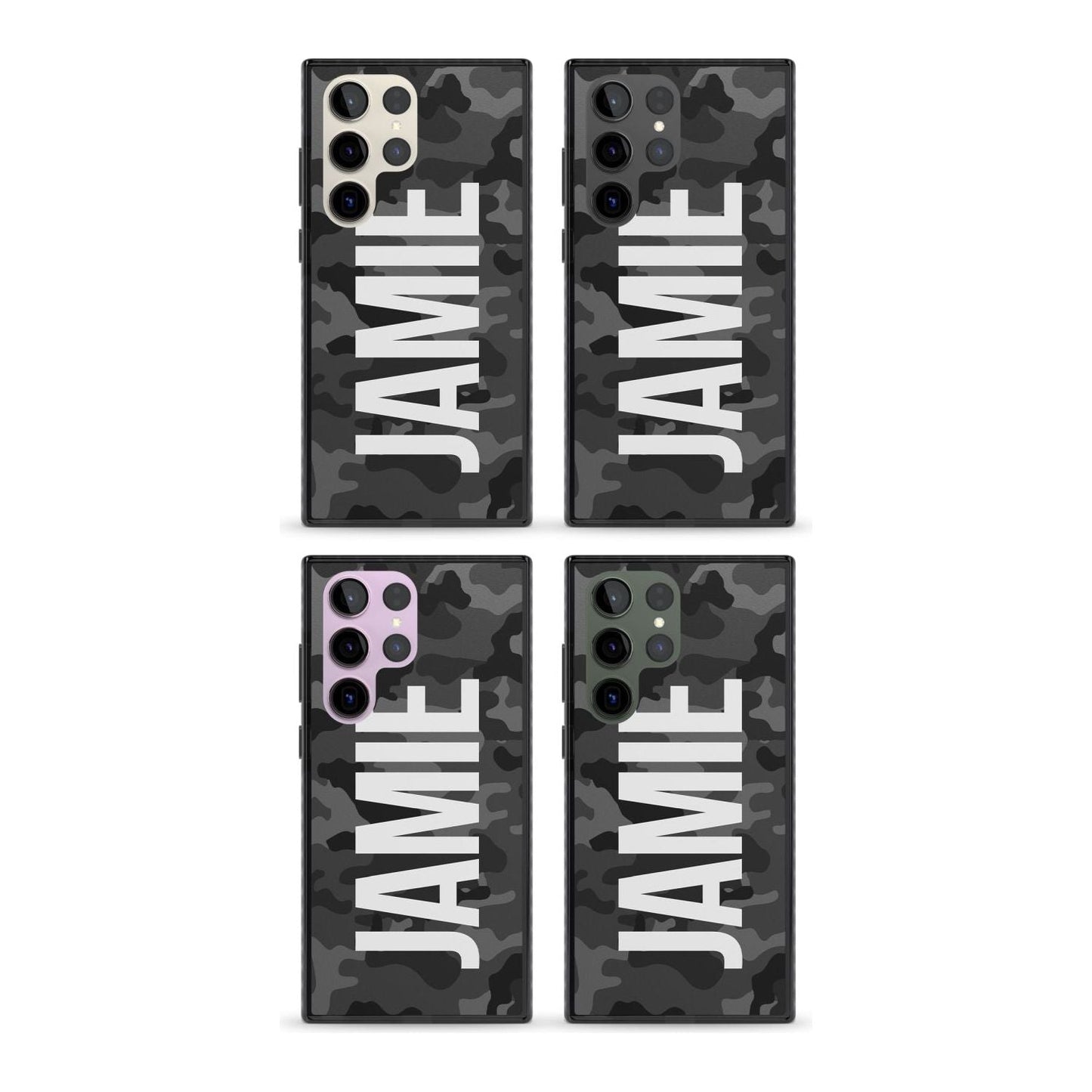 Personalised Black Camo Name Vertical