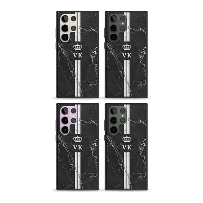 Personalised Black Marble Stripe Initials