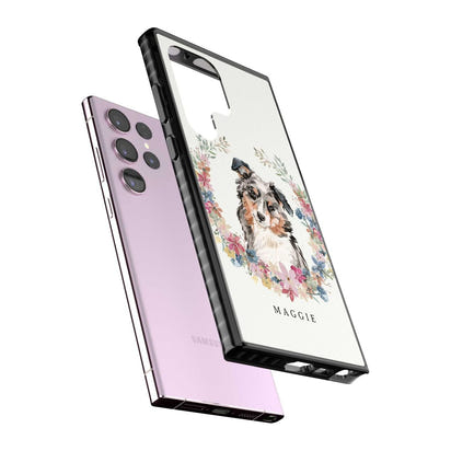 Personalised Australian Shepherd Floral Portrait