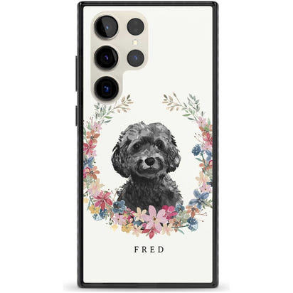 Personalised Black Cockapoo Floral Portrait