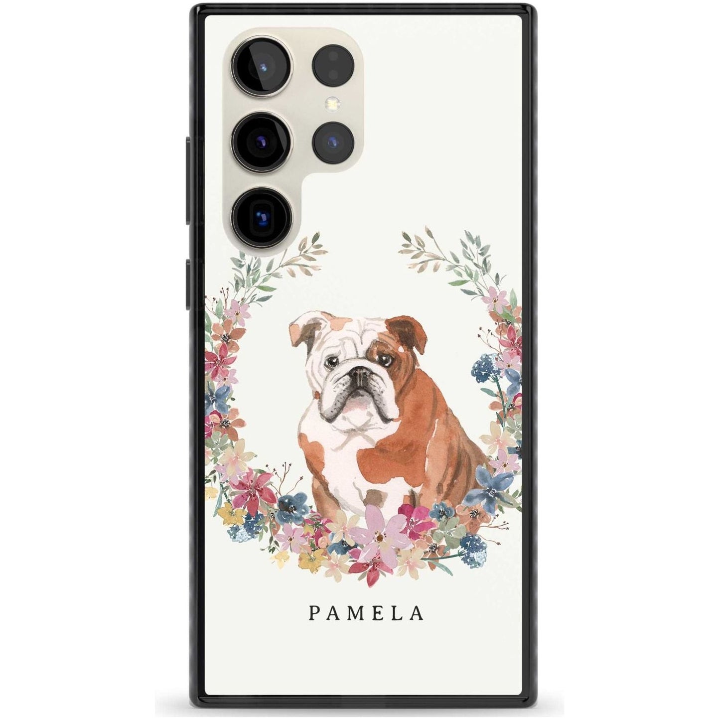 Personalised English Bulldog Floral Portrait