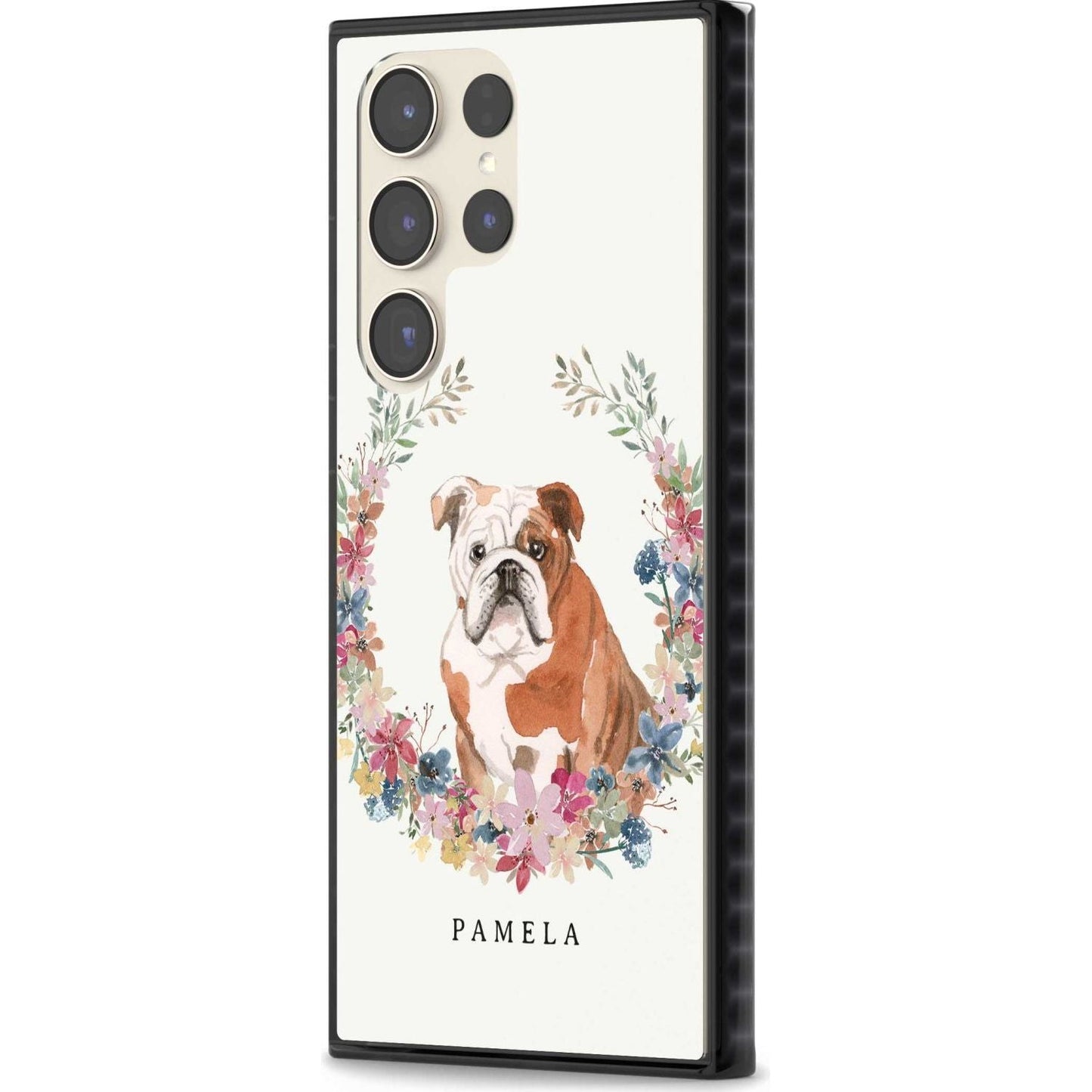 Personalised English Bulldog Floral Portrait