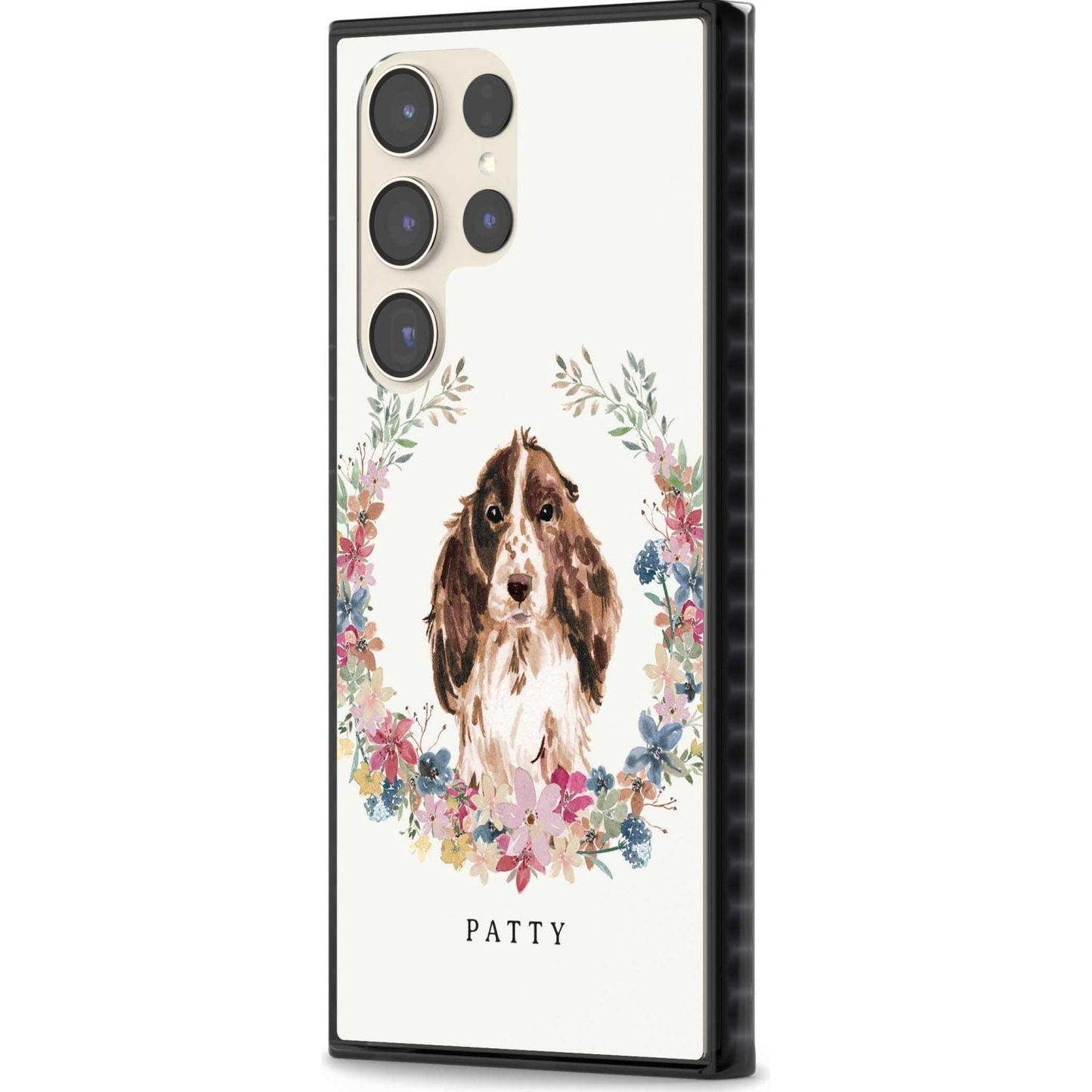 Personalised Cocker Spaniel Floral Portrait