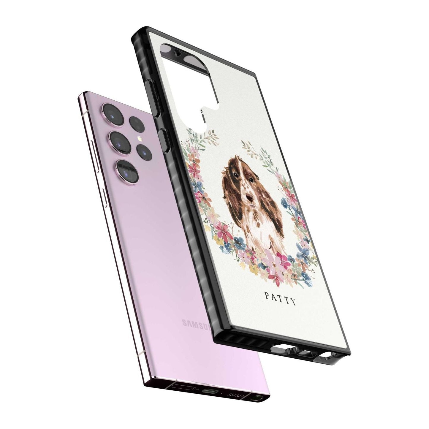 Personalised Cocker Spaniel Floral Portrait