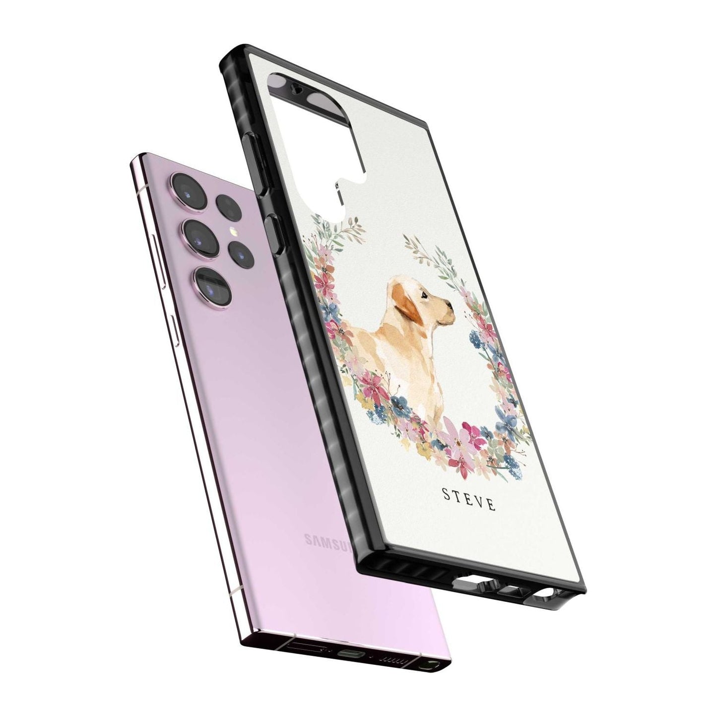 Personalised Yellow Labrador Floral Portrait