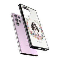 Personalisiertes Blumenporträt eines schwarzen Cocker Spaniels