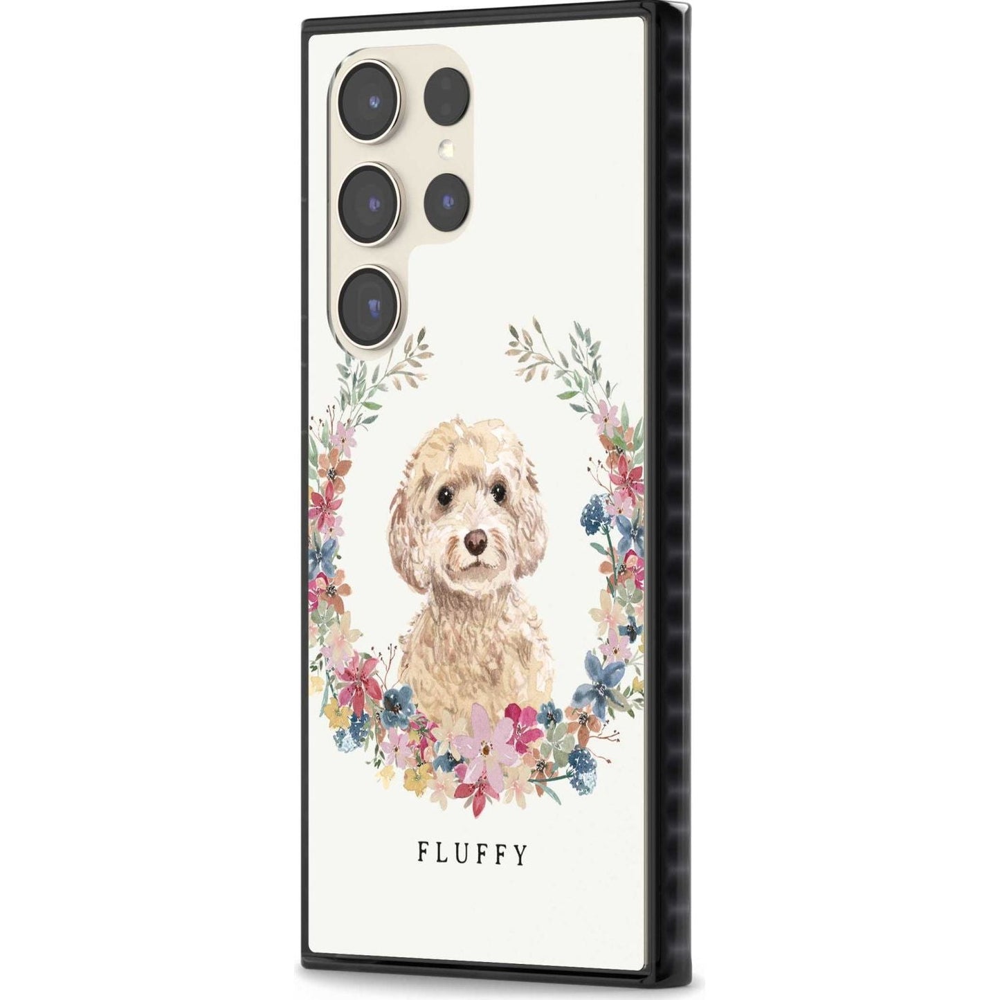 Personalised Champagne Cockapoo Floral Portrait