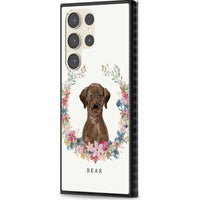 Personalised Chocolate Labrador Floral Portrait