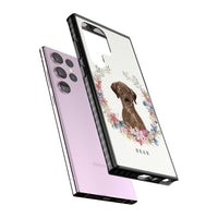 Personalised Chocolate Labrador Floral Portrait