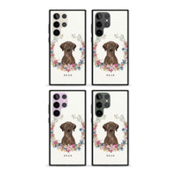 Personalised Chocolate Labrador Floral Portrait