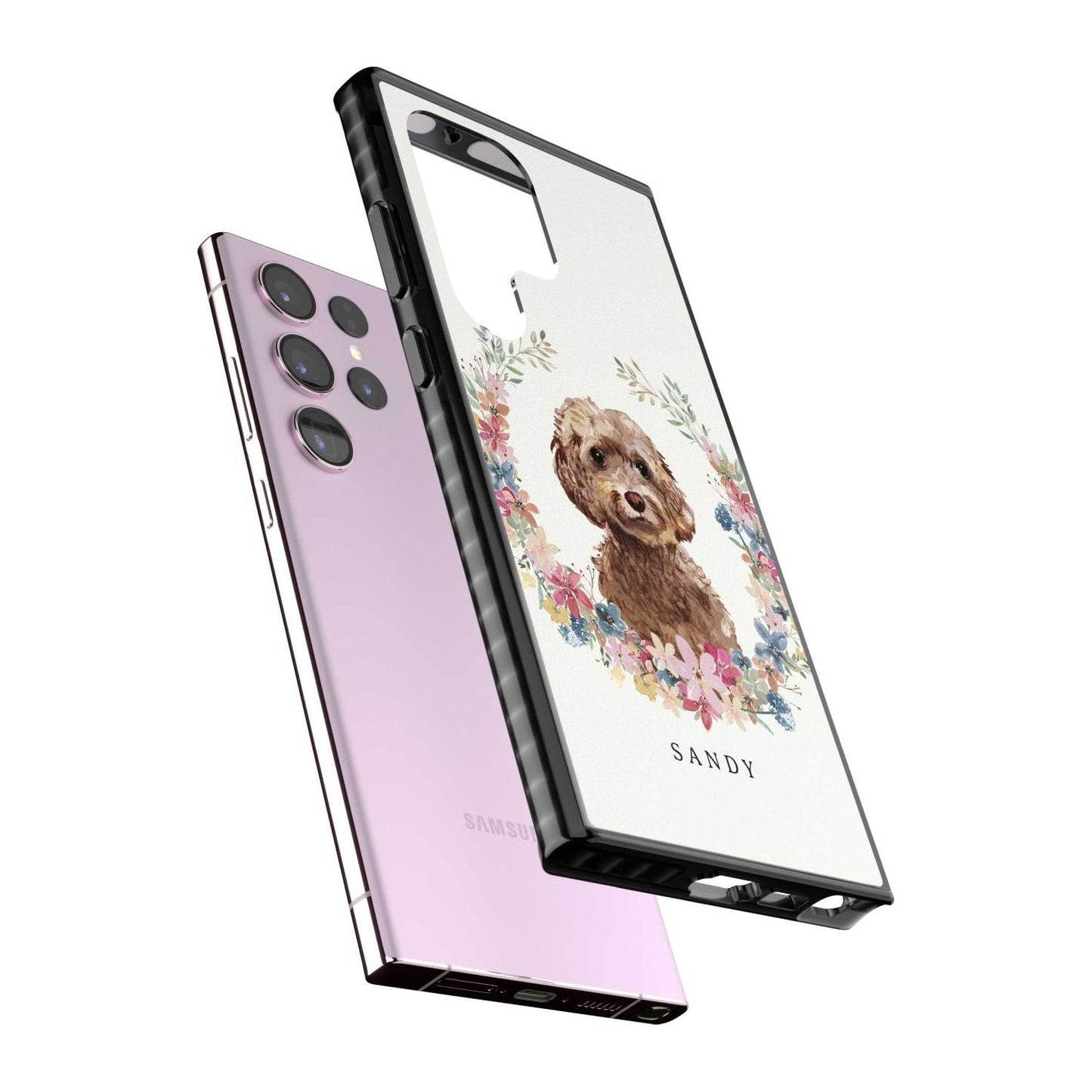 Personalised Brown Cockapoo Floral Portrait