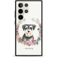 Personalised Watercolor Schnauzer Floral Portrait