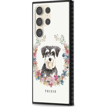 Personalised Watercolor Schnauzer Floral Portrait