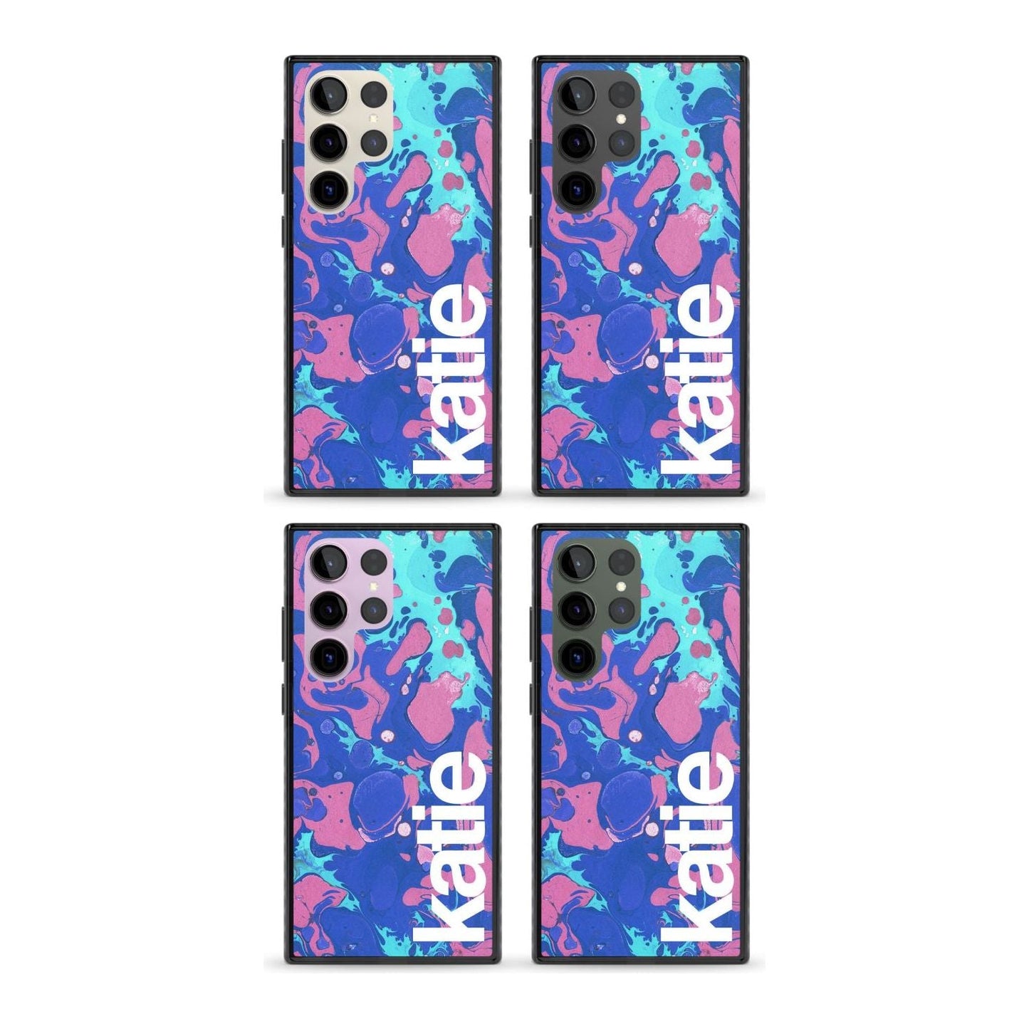 Personalisiertes marineblau-türkisfarbenes Marmor-Design