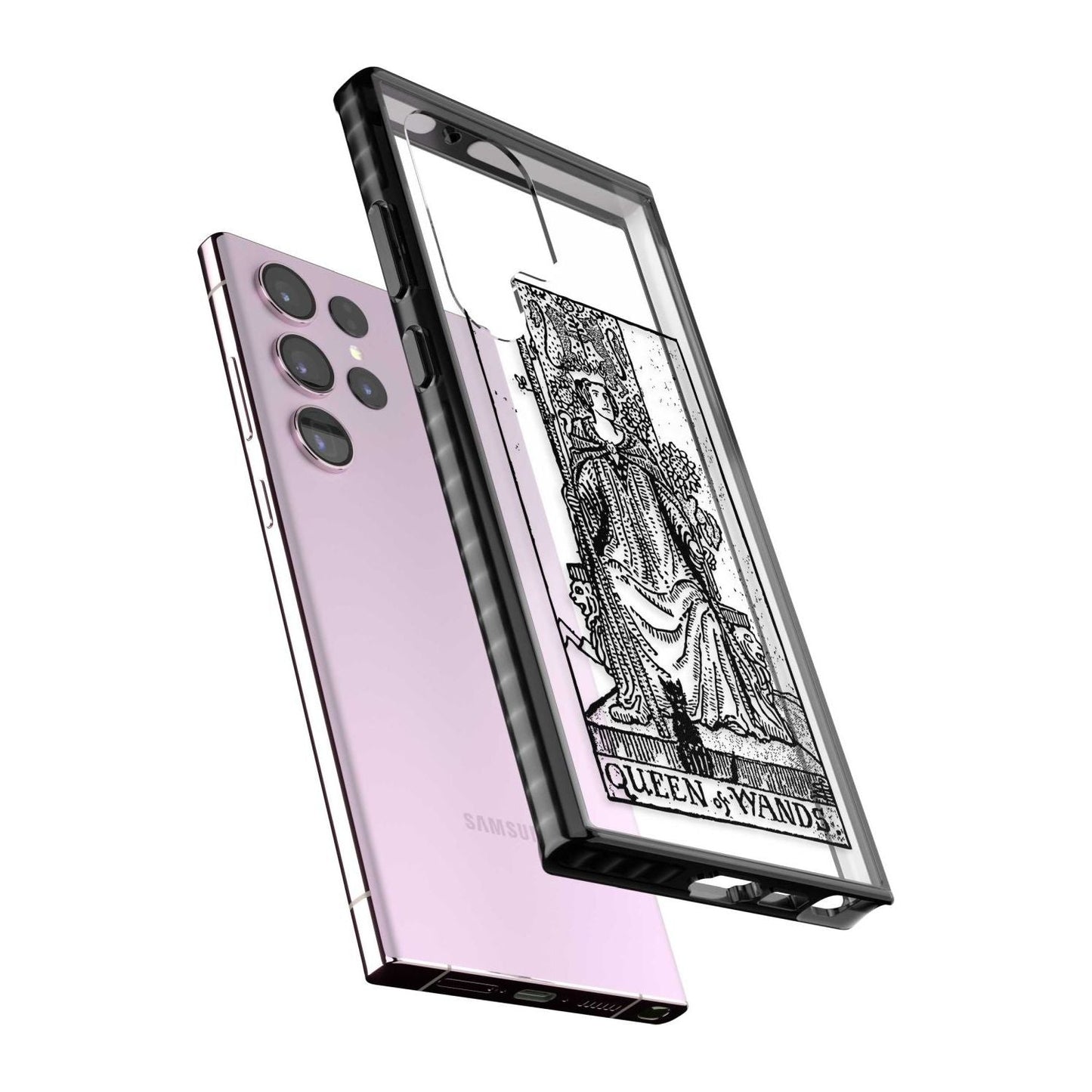 Personalisierte Tarotkarte „Königin der Stäbe“ (transparent)