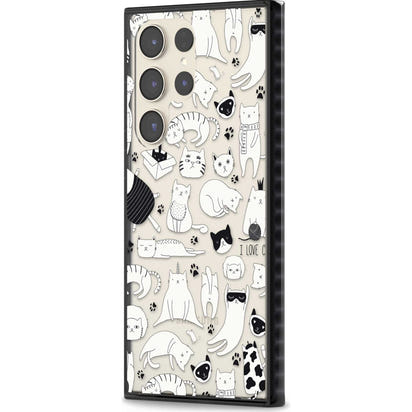 Cartoon Cat Collage Black & White