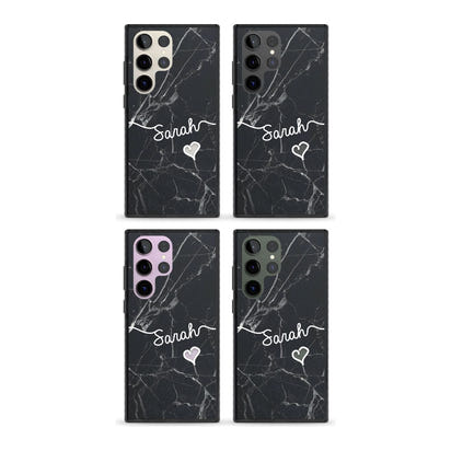 Personalised Black Marble Heart