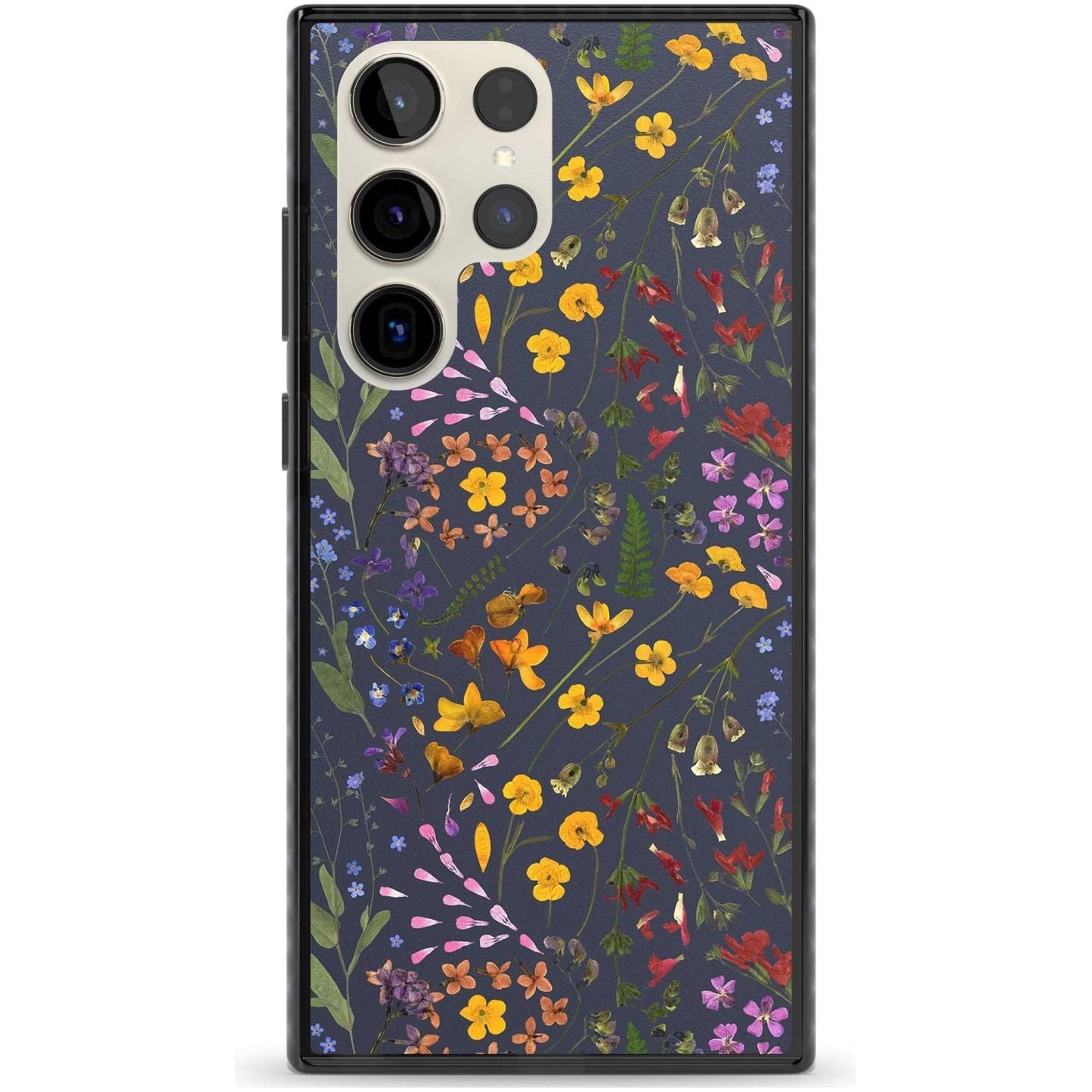 Grappe de feuilles de fleurs sauvages bleu marine