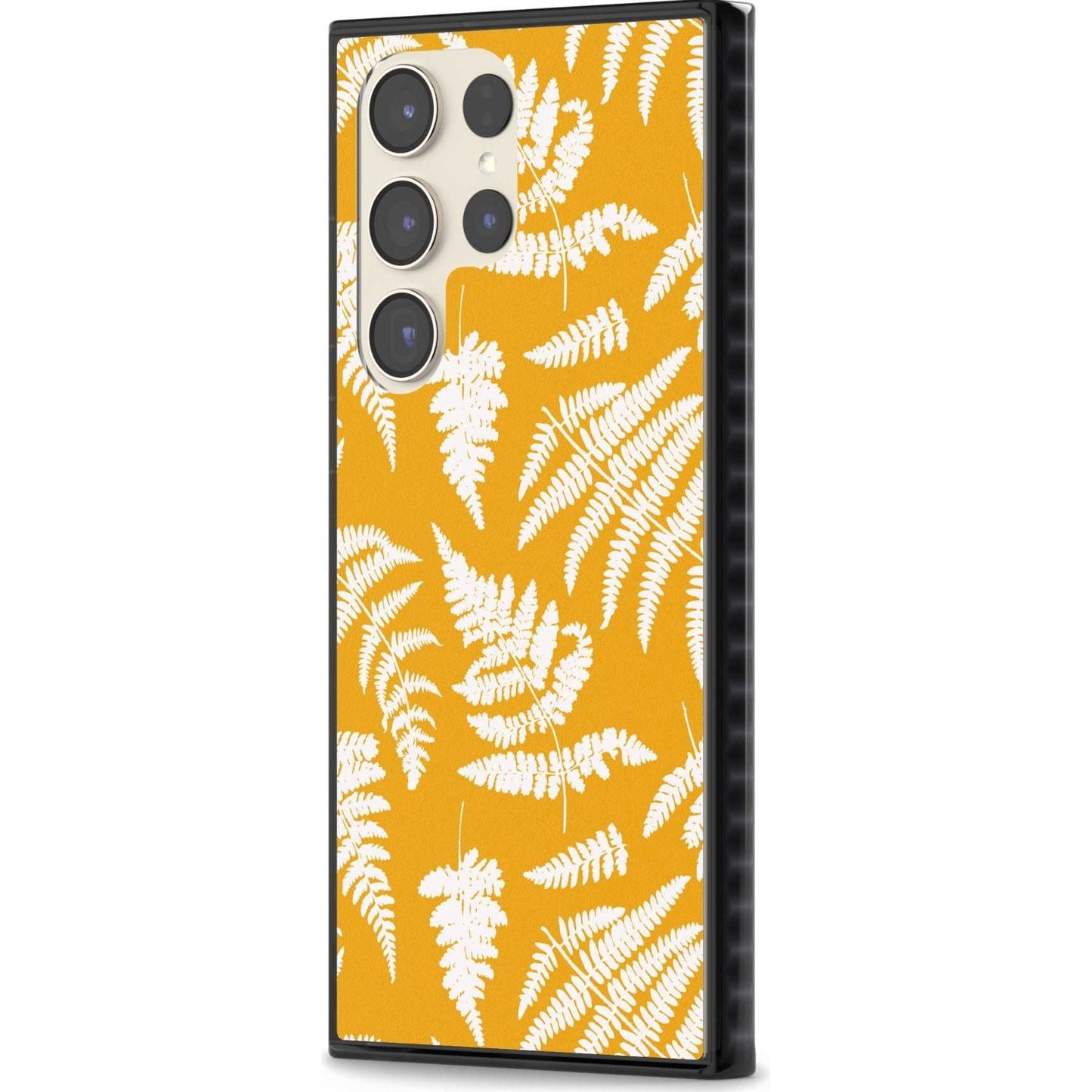 Motif fougère sur fond jaune