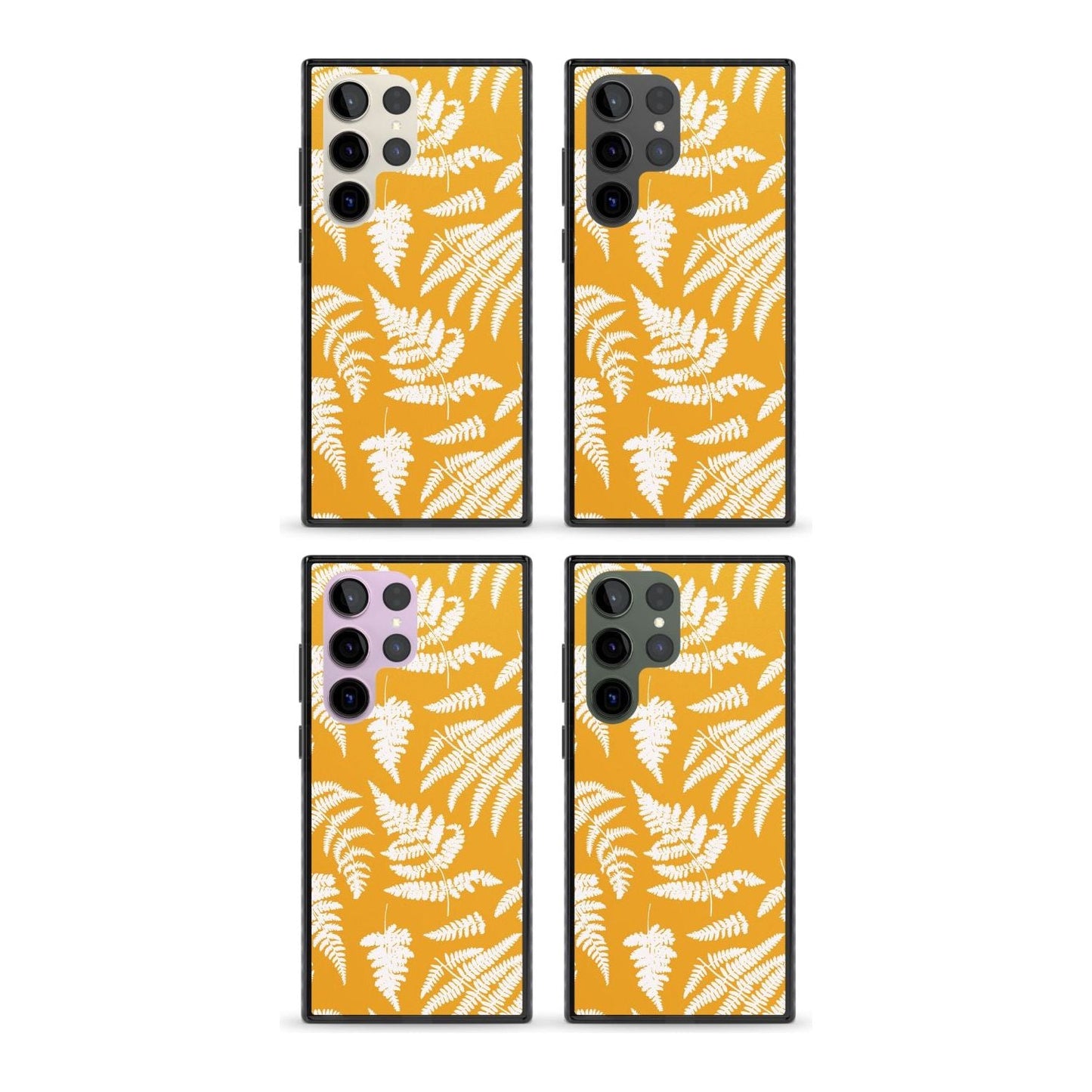 Motif fougère sur fond jaune