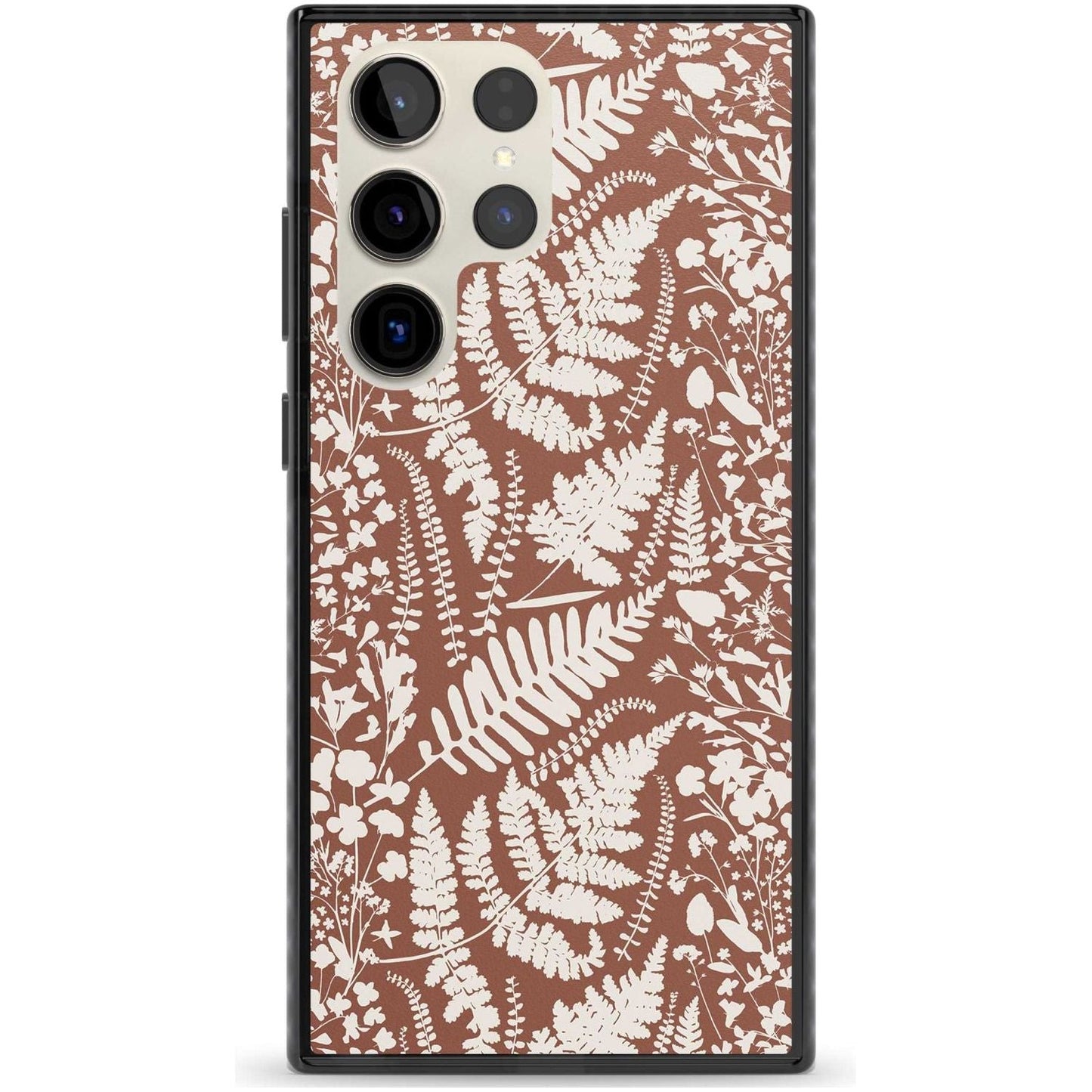 Fleurs sauvages et fougères sur terre cuite