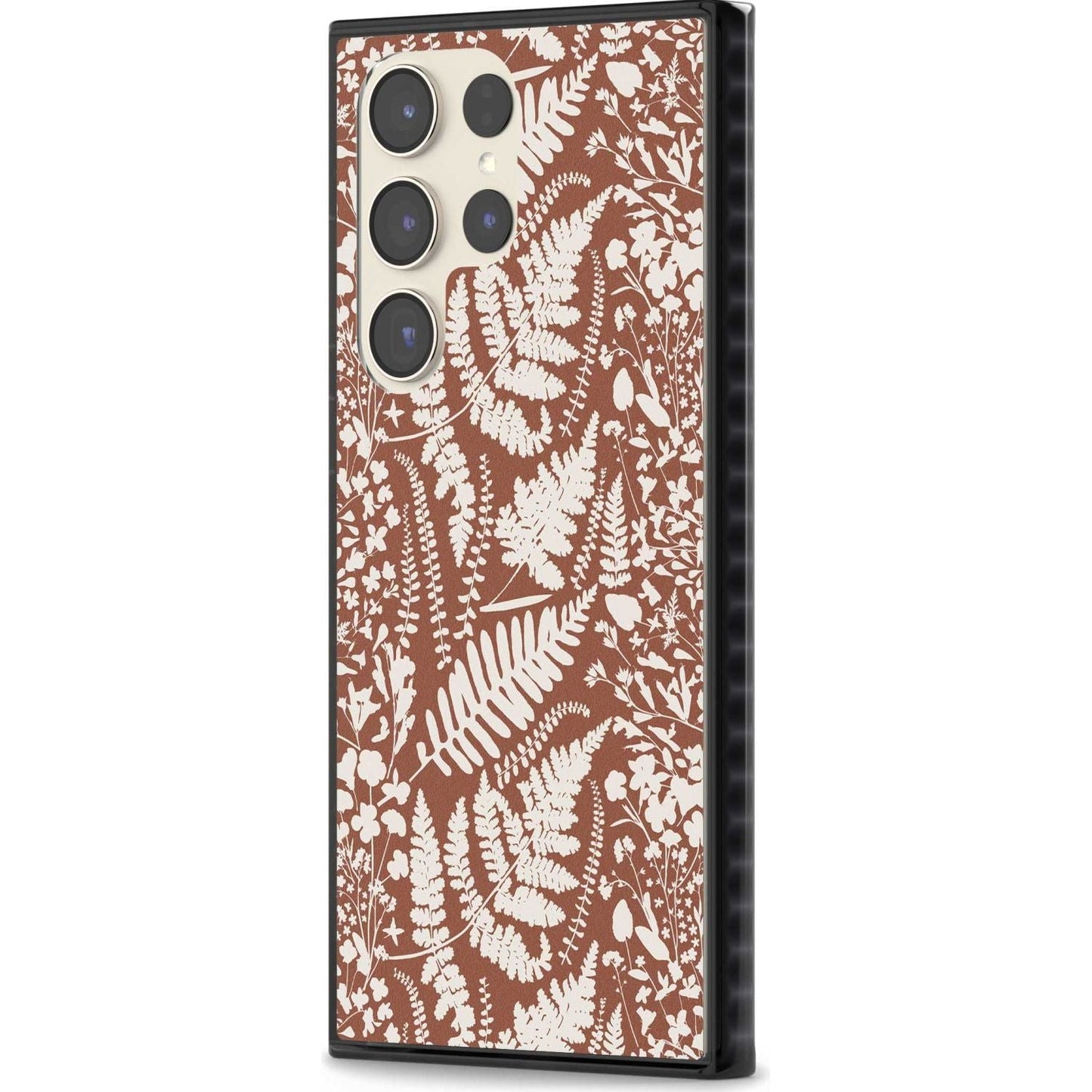 Fleurs sauvages et fougères sur terre cuite