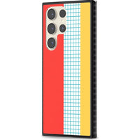 Grille abstraite rouge, bleue, jaune