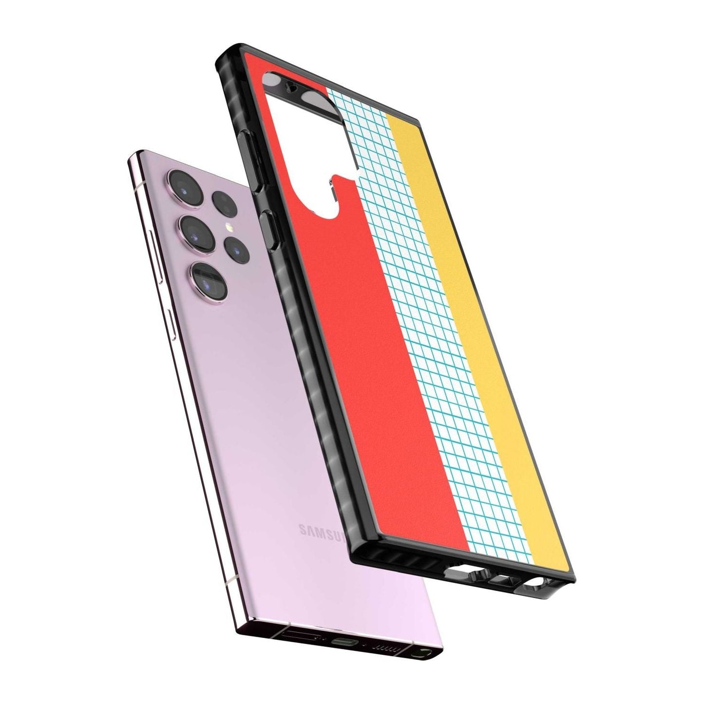 Grille abstraite rouge, bleue, jaune