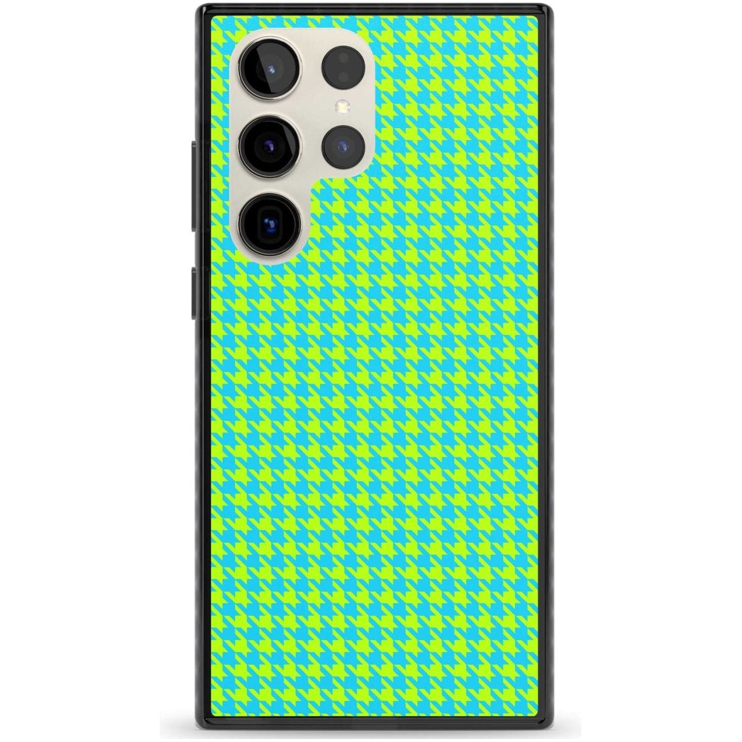 Neon Lime & Turquoise Houndstooth