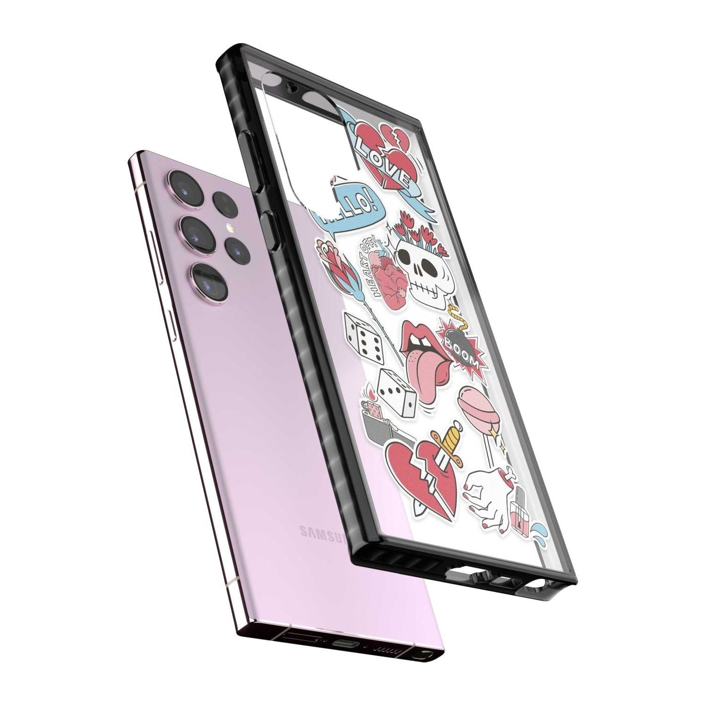 Autocollants Crâne et Fleurs