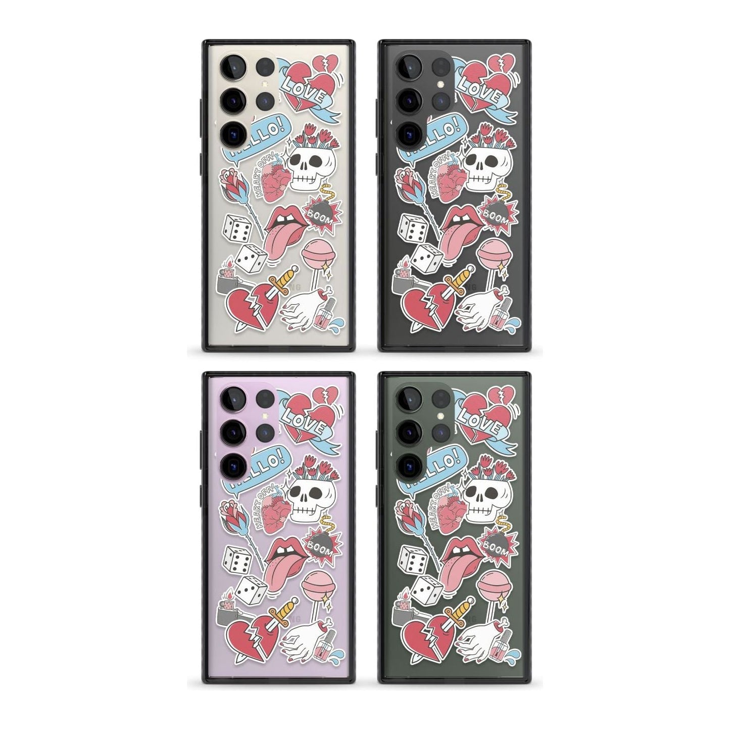 Autocollants Crâne et Fleurs