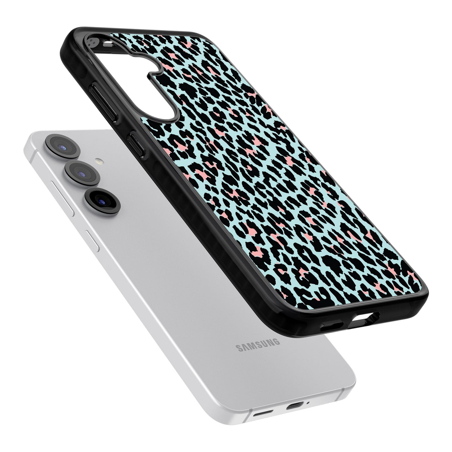 Leopardenmuster in Pastellblau und Rosa