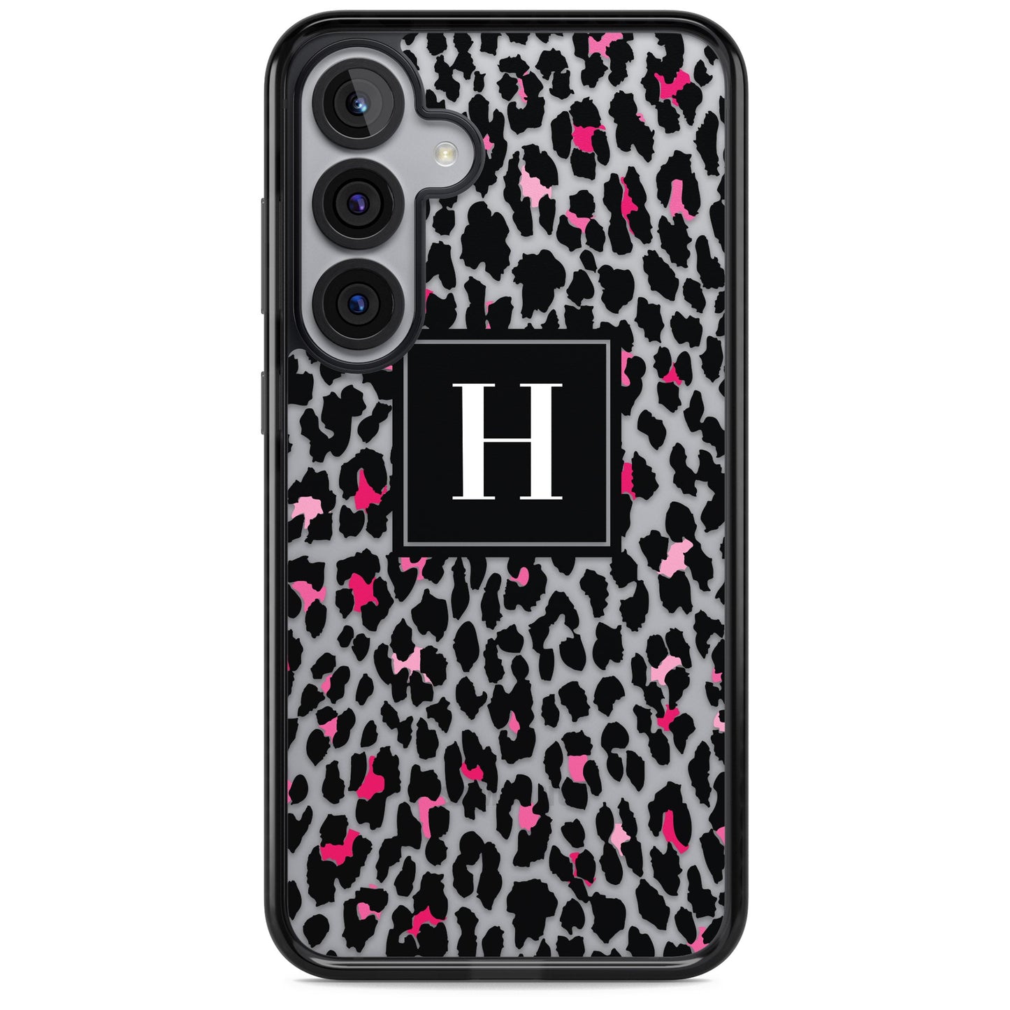 Personalised Clear Pink Leopard Monogram