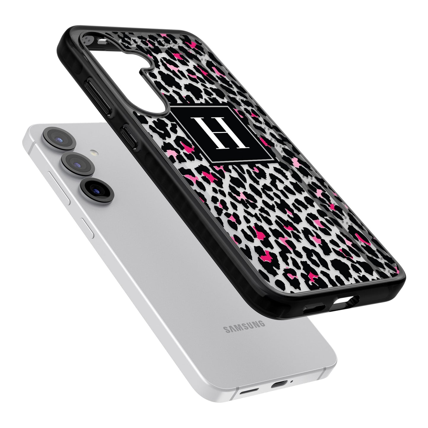 Personalised Clear Pink Leopard Monogram