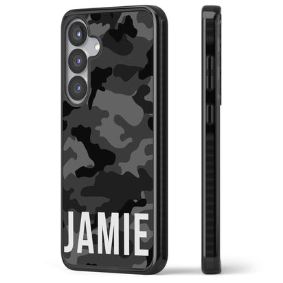 Personalisierter Name im schwarzen Camouflage-Muster (horizontal)