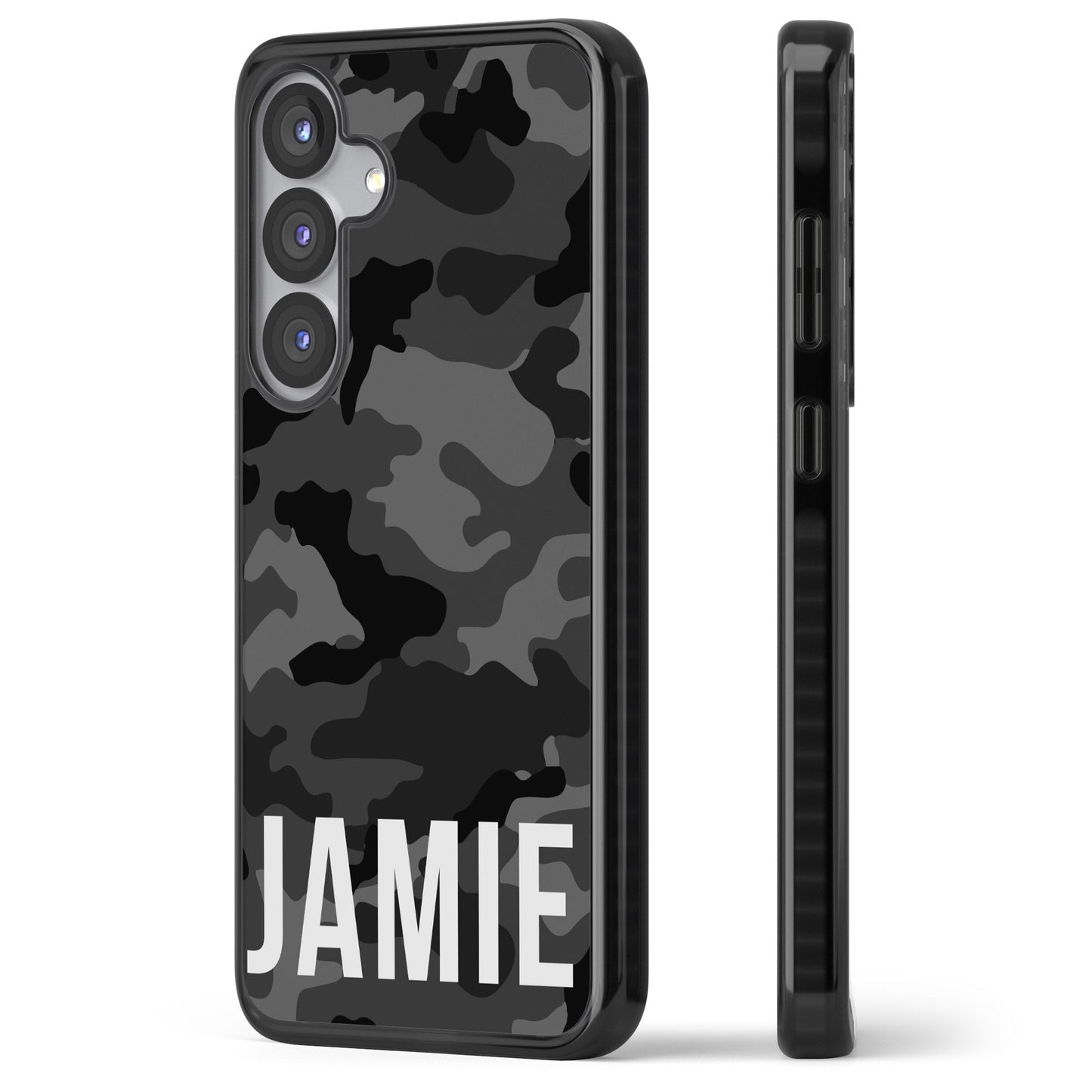 Personalisierter Name im schwarzen Camouflage-Muster (horizontal)