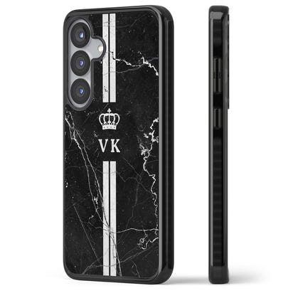 Personalised Black Marble Stripe Initials