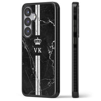 Personalised Black Marble Stripe Initials