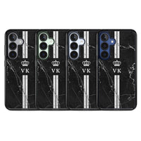 Personalised Black Marble Stripe Initials