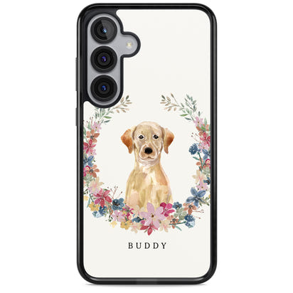 Portrait floral personnalisé d'un Labrador Retriever jaune