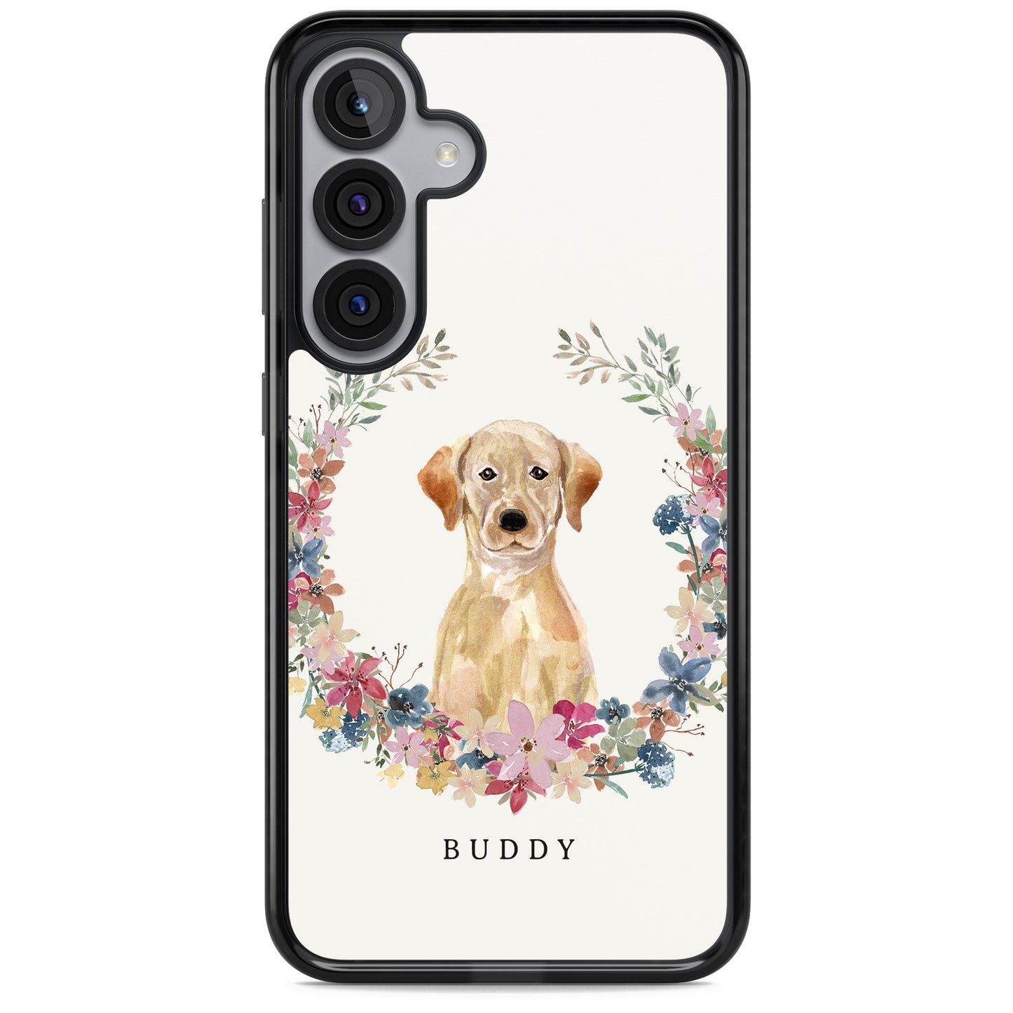 Portrait floral personnalisé d'un Labrador Retriever jaune