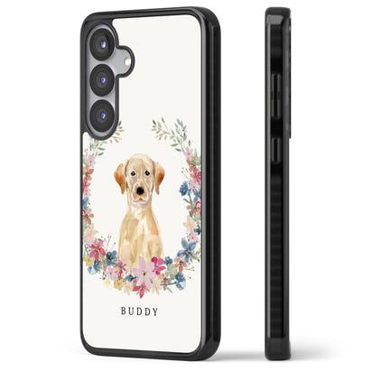 Portrait floral personnalisé d'un Labrador Retriever jaune