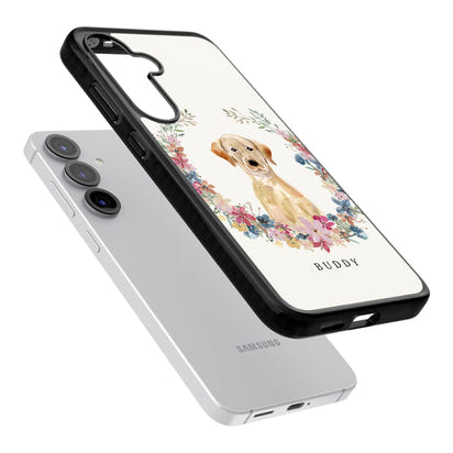 Portrait floral personnalisé d'un Labrador Retriever jaune