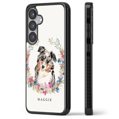 Personalised Australian Shepherd Floral Portrait