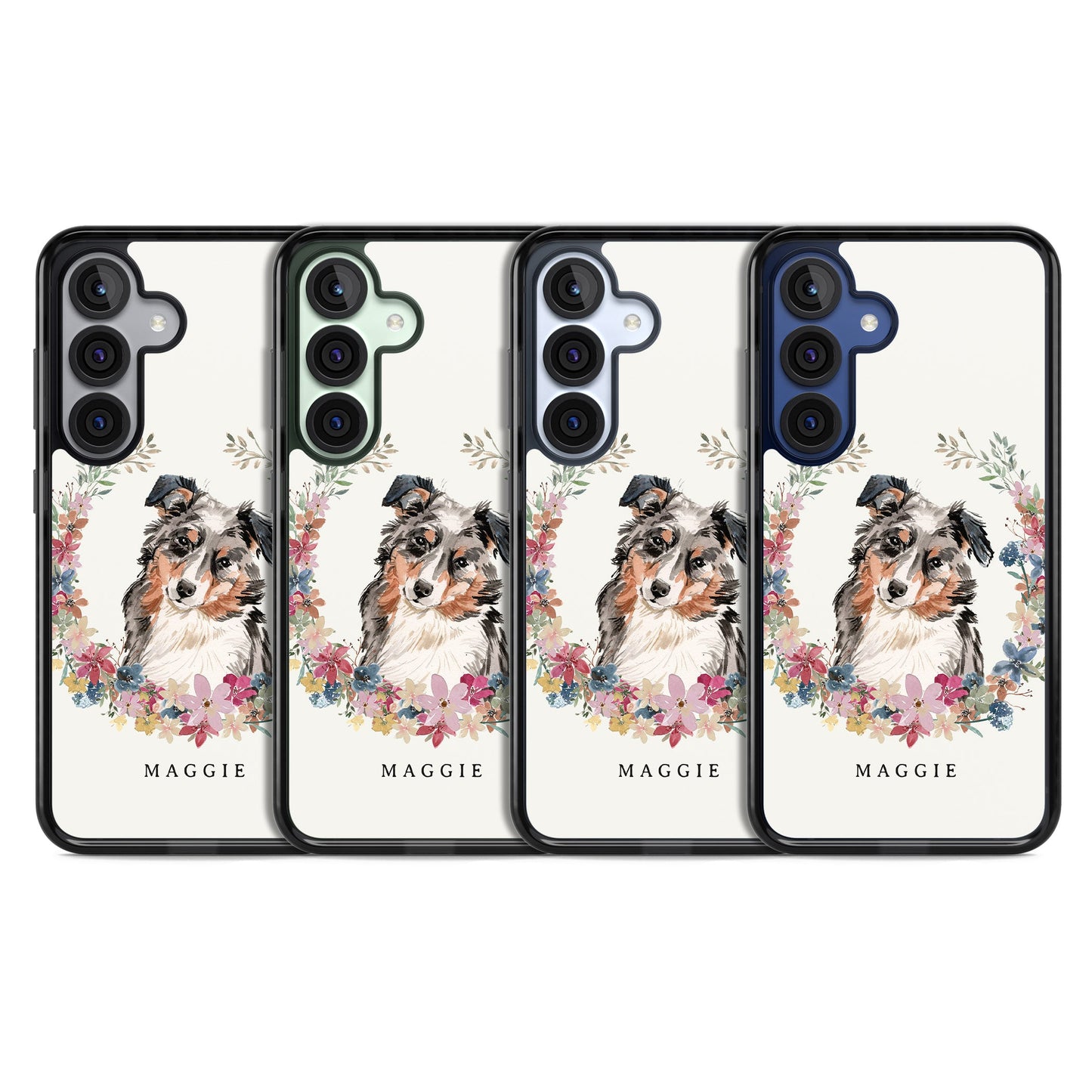 Personalised Australian Shepherd Floral Portrait