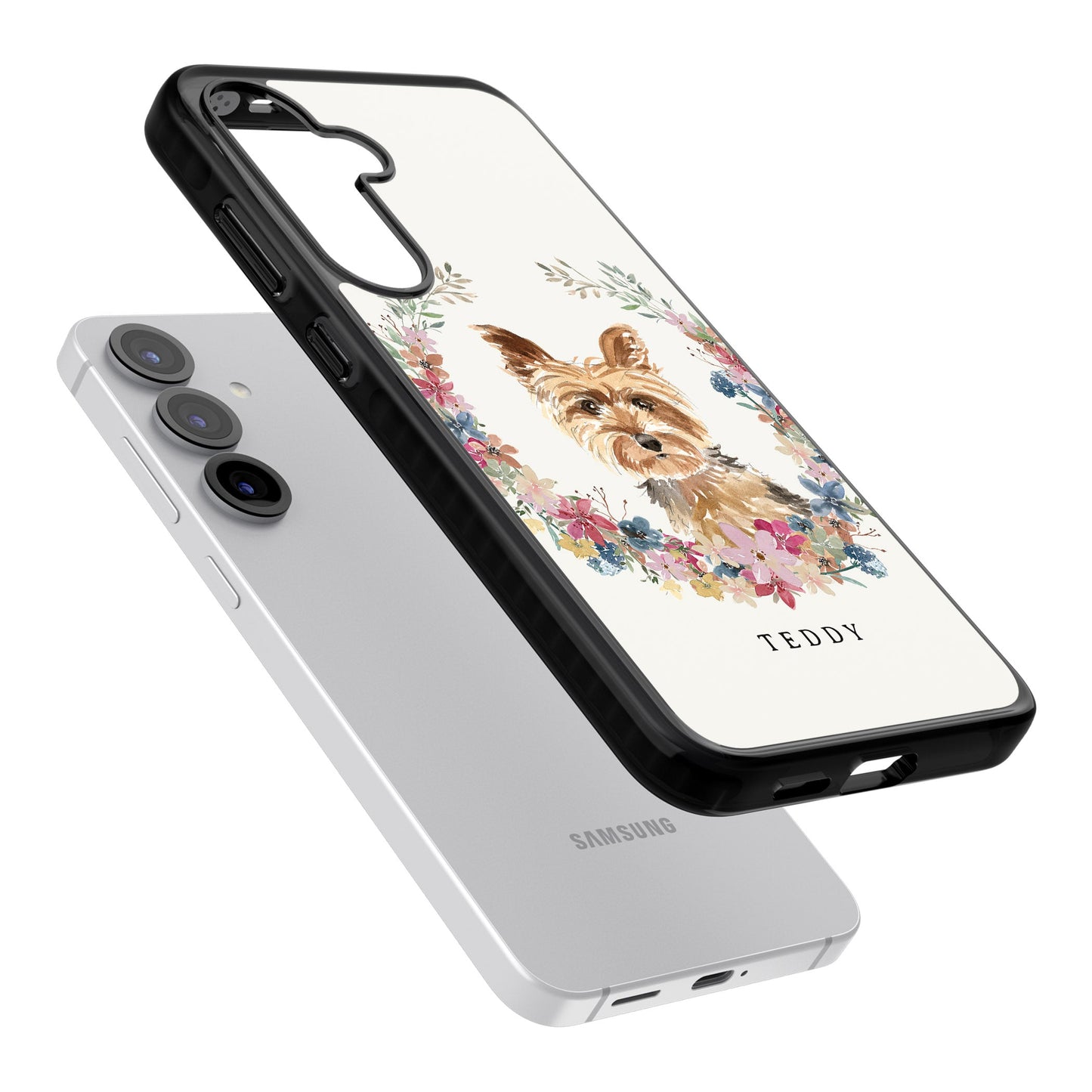 Personalised Yorkshire Terrier Floral Portrait