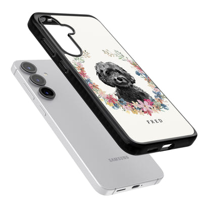 Personalised Black Cockapoo Floral Portrait